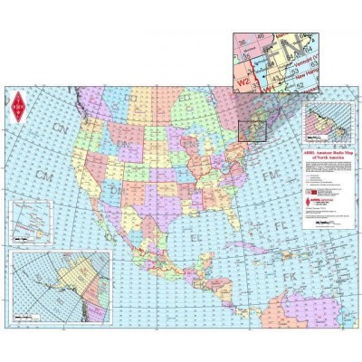 Carte géographique de l'Amérique du Nord pour radio amateur